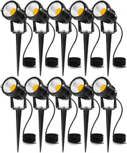 Load image into Gallery viewer, SUNVIE 12W LED Landscape Lights Low Voltage Garden Pathway Lights Super Warm White 12V Waterproof Outdoor Spotlights for Driveway Walkway Yard Patio Porch Trees with Spike Stand (10 Pack)
