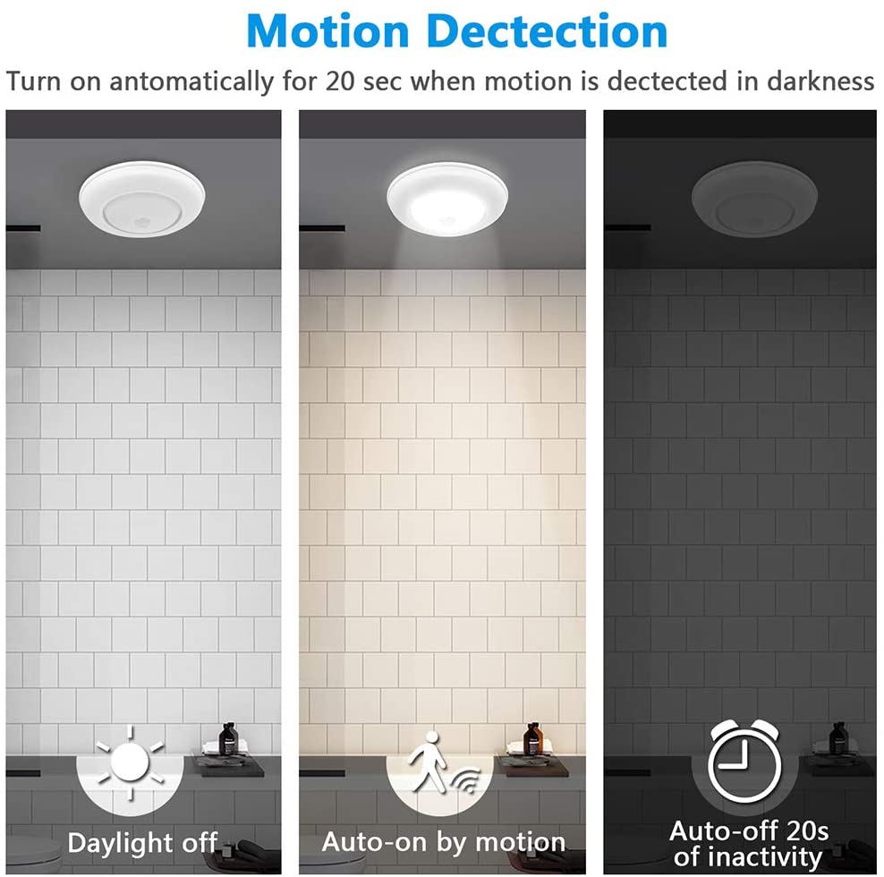Motion Sensor Ceiling Light Battery Operated, SUNVIE Wireless Motion S