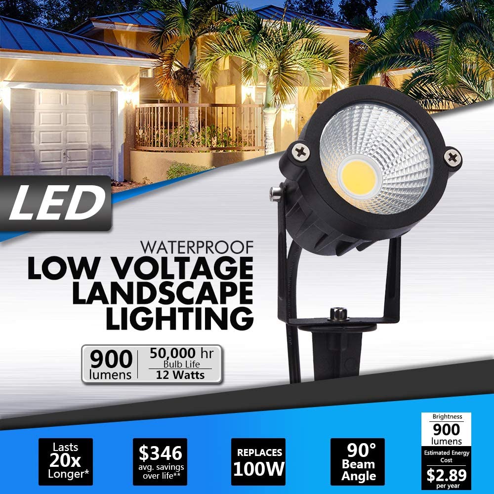 LED Outdoor Low Voltage Brass Spot Light Landscape Lighting Kit Lights  12-pack