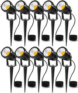 SUNVIE 12W LED Landscape Lights Low Voltage Garden Pathway Lights Super Warm White 12V Waterproof Outdoor Spotlights for Driveway Walkway Yard Patio Porch Trees with Spike Stand (10 Pack)