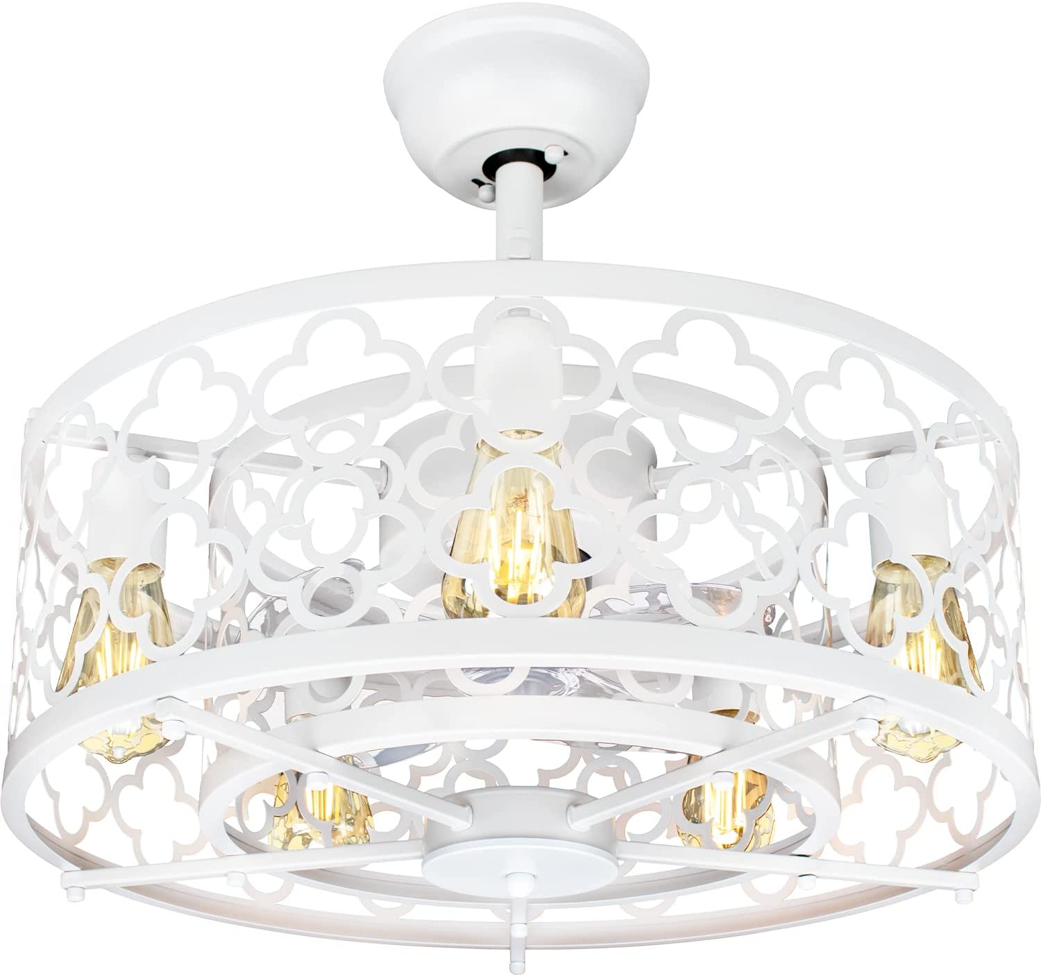 vaskepulver årsag erektion SUNVIE Caged Ceiling Fan with Light 21in White Ceiling Fans with Light