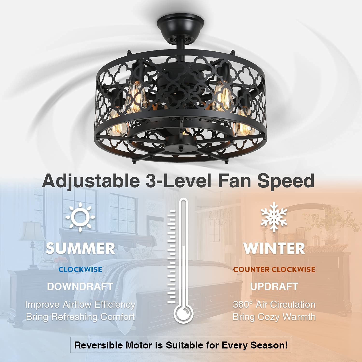 Sunvie Caged Ceiling Fan With Lights