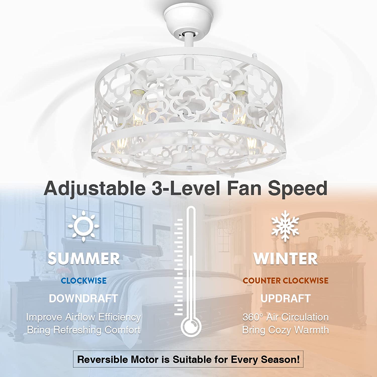 Sunvie Caged Ceiling Fan With Light