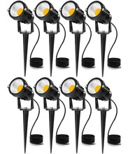 Load image into Gallery viewer, SUNVIE 12W LED Landscape Lights Low Voltage (AC/DC 12V) Waterproof Garden Pathway Lights Super Warm White (900LM) Walls Trees Flags Outdoor Spotlights with Spike Stand (8 Pack)
