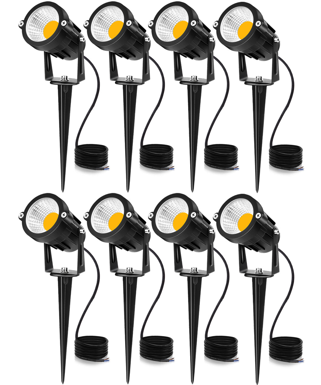 SUNVIE 12W LED Landscape Lights Low Voltage (AC/DC 12V) Waterproof Garden Pathway Lights Super Warm White (900LM) Walls Trees Flags Outdoor Spotlights with Spike Stand (8 Pack)